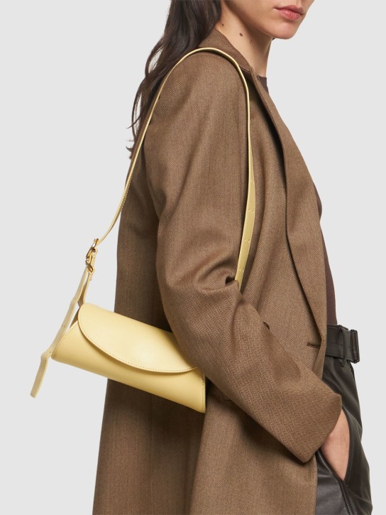 Jil Sander: Mini Cannolo leather shoulder bag - Oak - women_1 | Luisa Via Roma