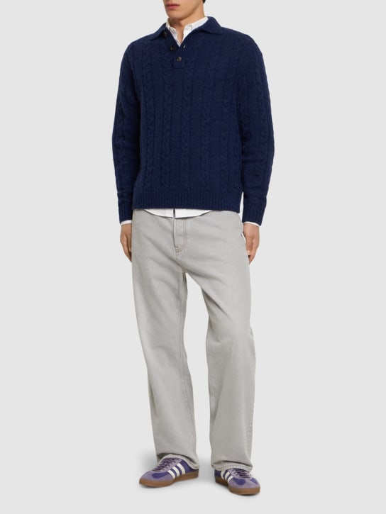 ASPESI: Wool blend long sleeve knit polo - men_1 | Luisa Via Roma