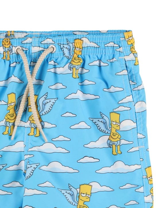 Mc2 Saint Barth: The Simpsons print nylon swim shorts - Lightblue/Multi - kids-boys_1 | Luisa Via Roma