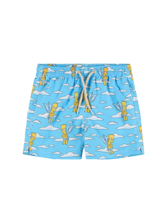 Mc2 Saint Barth: The Simpsons print nylon swim shorts - Lightblue/Multi - kids-boys_0 | Luisa Via Roma