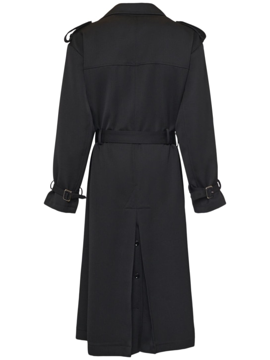 Dolce&Gabbana: Wool blend gabardine trench coat - Black - men_4 | Luisa Via Roma