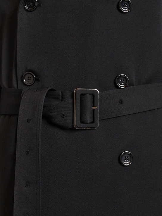 Dolce&Gabbana: Wool blend gabardine trench coat - Black - men_5 | Luisa Via Roma