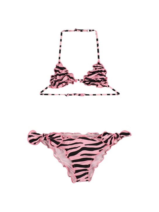 Mc2 Saint Barth: Zebra print bikini - Pink/Multi - kids-girls_0 | Luisa Via Roma