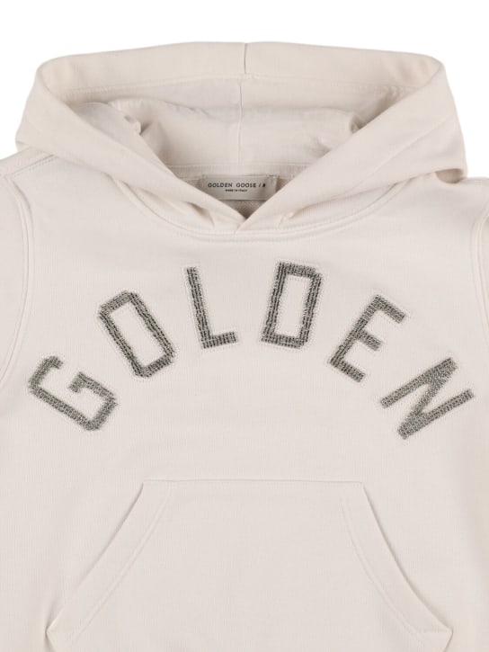 Golden Goose: Sweat-shirt en coton mélangé à capuche Journey - Artic Wolf - kids-girls_1 | Luisa Via Roma