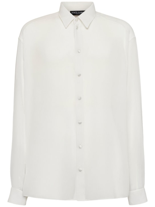 Dolce&Gabbana: Silk georgette long sleeves shirt - men_0 | Luisa Via Roma