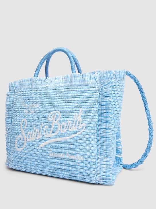 Mc2 Saint Barth: Logo embroidery straw handbag - Light Blue - kids-girls_1 | Luisa Via Roma