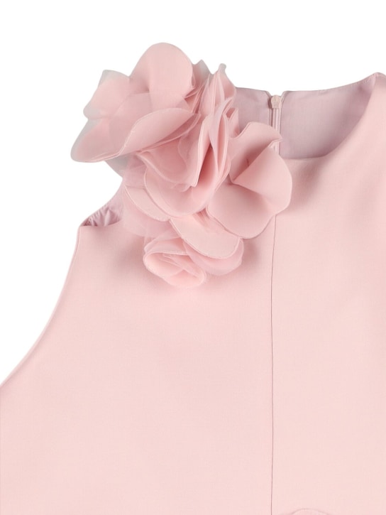Nikolia: Neoprene dress w/ flower appliqués - Pink - kids-girls_1 | Luisa Via Roma