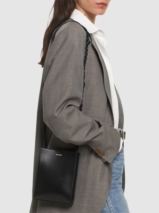 Jil Sander: Small Tangle soft Napa shoulder bag - Black - women_1 | Luisa Via Roma