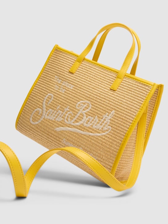 Mc2 Saint Barth: Logo embroidery straw handbag - Beige/Yellow - kids-girls_1 | Luisa Via Roma