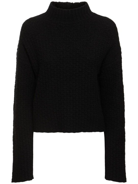 Loulou Studio: Kris alpaca blend turtleneck sweater - Black - women_0 | Luisa Via Roma