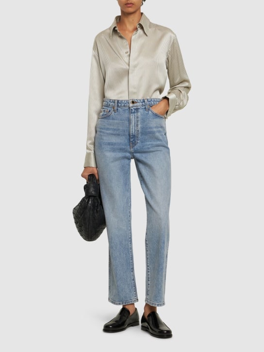 Khaite: Abigail straight cotton denim jeans - Mavi - women_1 | Luisa Via Roma
