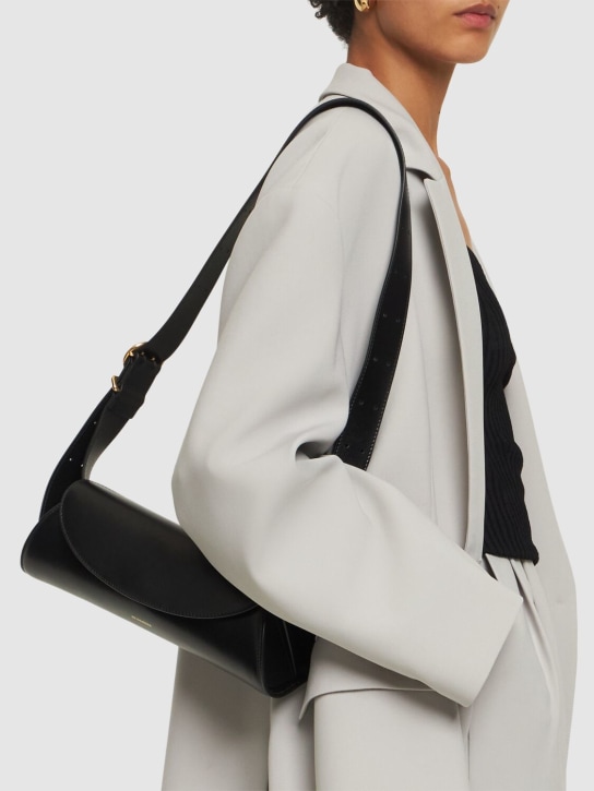 Jil Sander: Small Cannolo leather shoulder bag - Black - women_1 | Luisa Via Roma