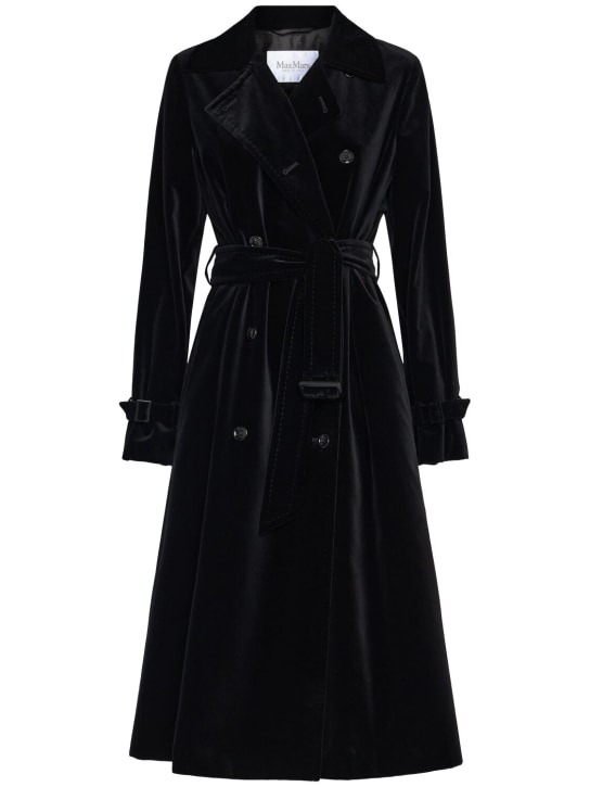 Max Mara: Lana cotton gabardine midi trench coat - Black - women_0 | Luisa Via Roma