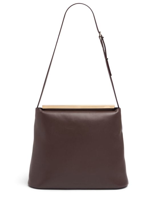 Loulou Studio: Linda leather shoulder bag - Choco - women_0 | Luisa Via Roma