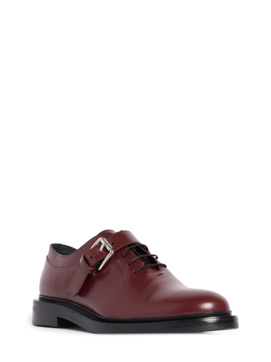 Max Mara: 20mm Leather lace-up shoes - Burgundy - women_1 | Luisa Via Roma