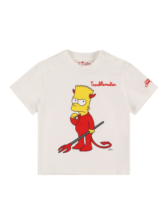Mc2 Saint Barth: Bart Simpson印花棉质平纹针织T恤 - 白色 - kids-boys_0 | Luisa Via Roma
