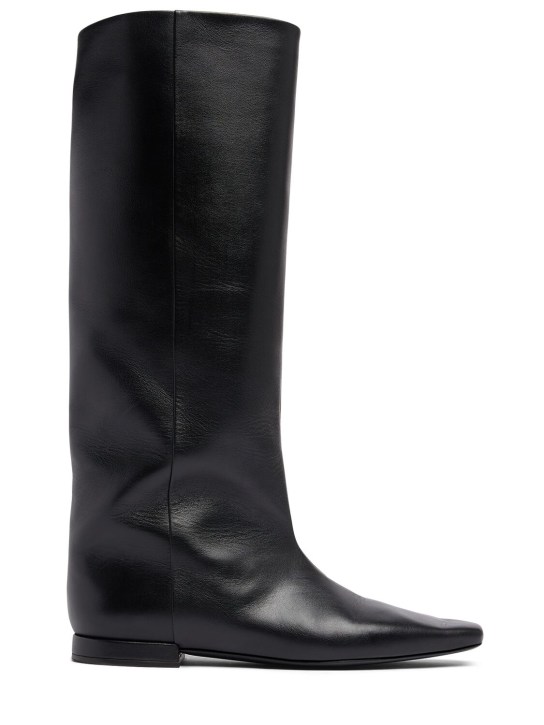 Loulou Studio: 10mm Lirone leather tall boots - Siyah - women_0 | Luisa Via Roma