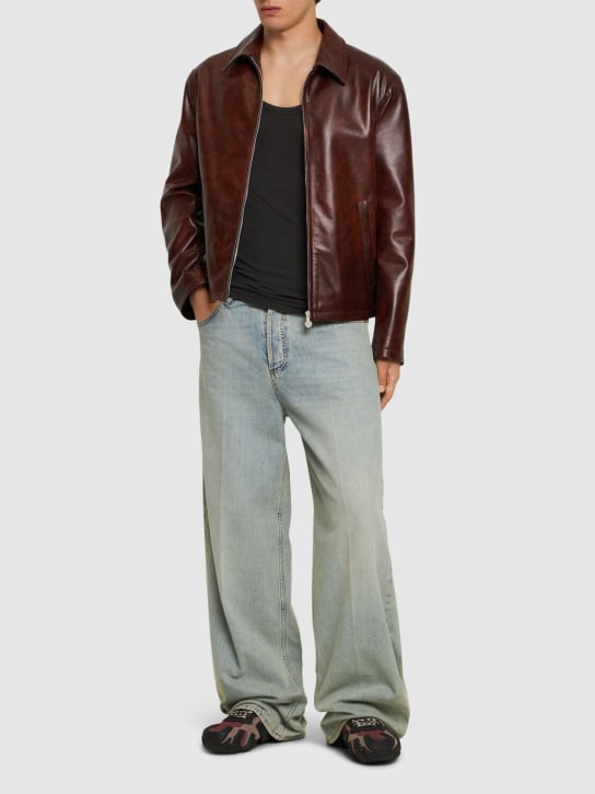 Acne Studios: Laukwa vintage leather jacket - Brown - men_1 | Luisa Via Roma