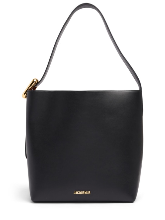 Jacquemus: Le Regalo leather tote bag - Black - women_0 | Luisa Via Roma