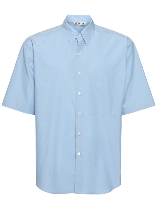 Auralee: Oversize cotton twill s/s shirt - men_0 | Luisa Via Roma
