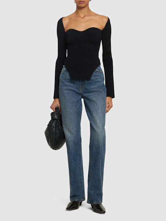 Khaite: Maddy stretch rib knit top - Black - women_1 | Luisa Via Roma