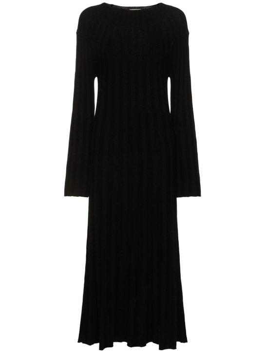Loulou Studio: Irma ウールリブニットドレス - ブラック - women_0 | Luisa Via Roma