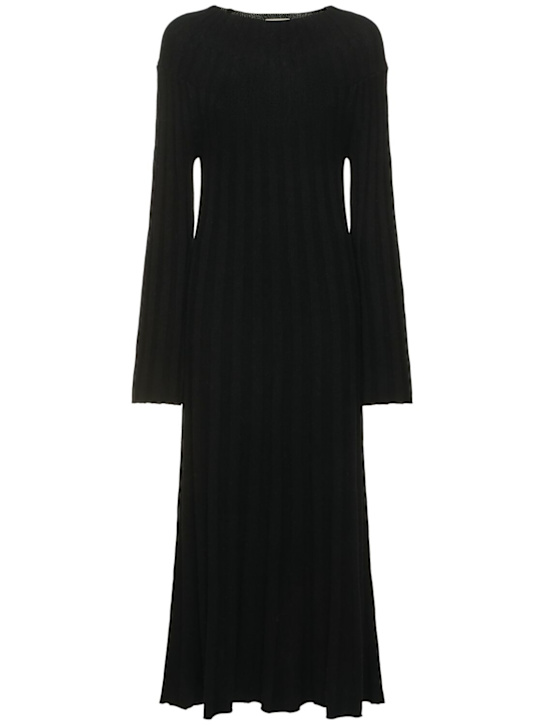 Loulou De Saison: Irma ribbed knit wool midi dress - women_0 | Luisa Via Roma
