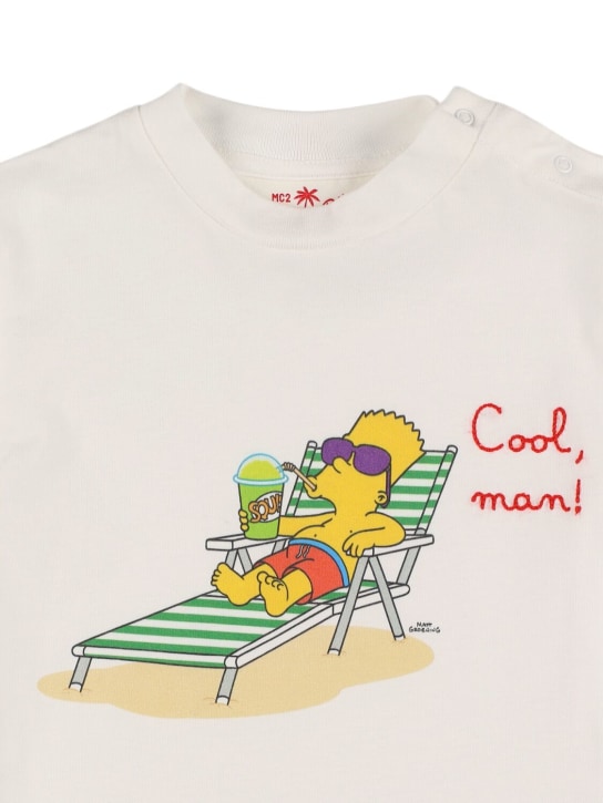 Mc2 Saint Barth: Bart Simpson print cotton jersey t-shirt - Beyaz - kids-boys_1 | Luisa Via Roma