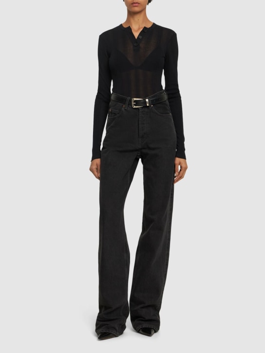 Khaite: Janelle cotton blend bodysuit - Black - women_1 | Luisa Via Roma