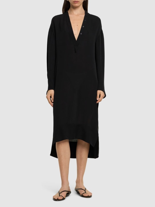 Khaite: Brom silk midi dress - Siyah - women_1 | Luisa Via Roma