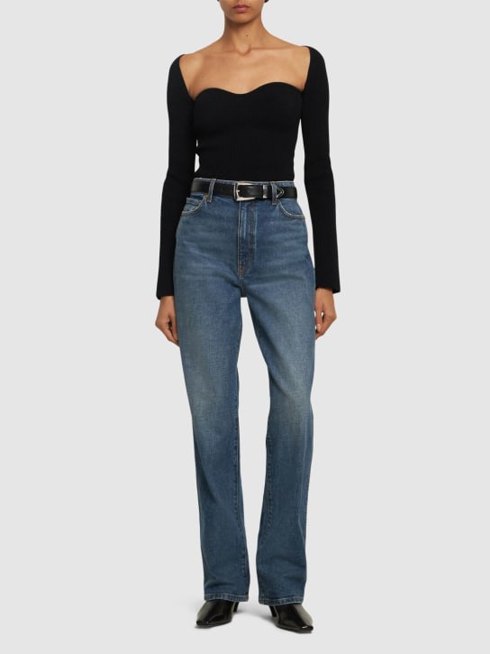 Khaite: Jeans rectos con cintura alta - Azul - women_1 | Luisa Via Roma