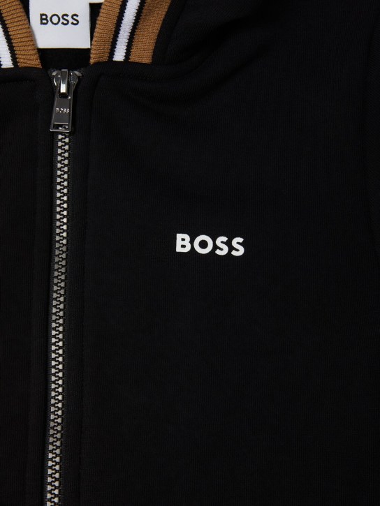 Boss: Cotton blend zip sweatshirt & sweatpants - Black - kids-girls_1 | Luisa Via Roma