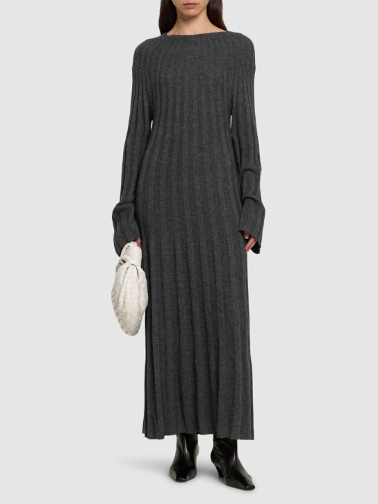 Loulou Studio: Irma ribbed knit wool midi dress - Grey - women_1 | Luisa Via Roma