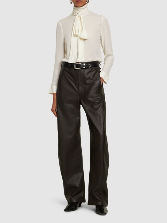 Khaite: Tash satin silk blouse top - Cream - women_1 | Luisa Via Roma
