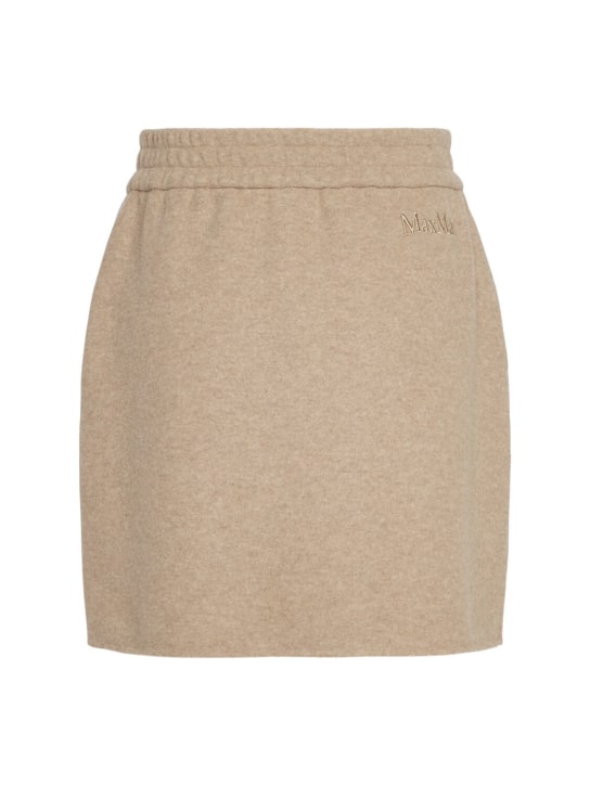 Max Mara: Onagro wool blend jersey mini skirt - Brown - women_0 | Luisa Via Roma