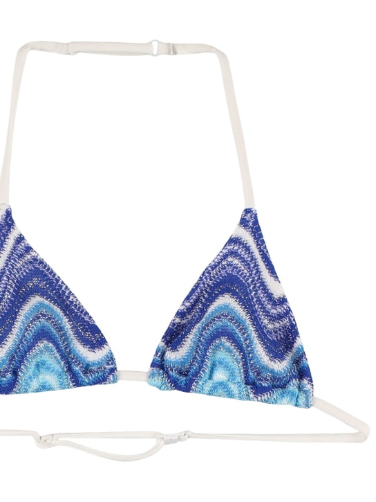 Mc2 Saint Barth: Sea wave print bikini - White/Blue - kids-girls_1 | Luisa Via Roma