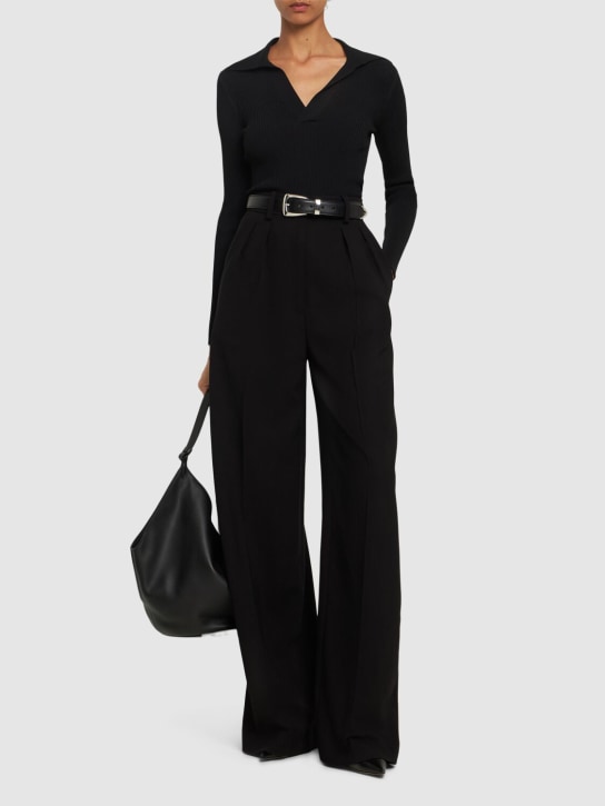Khaite: Teyana viscose blend wide pants - Black - women_1 | Luisa Via Roma
