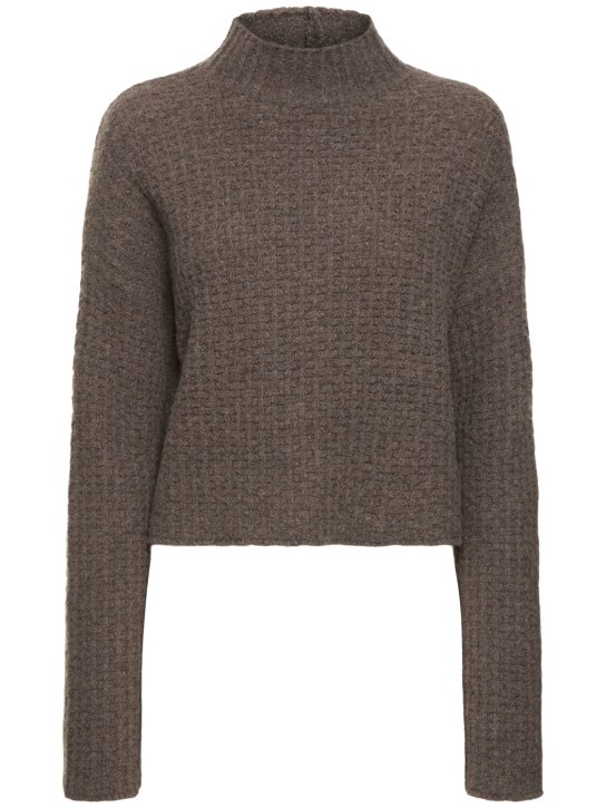 Loulou Studio: Kris alpaca blend turtleneck sweater - Taupe Grey - women_0 | Luisa Via Roma
