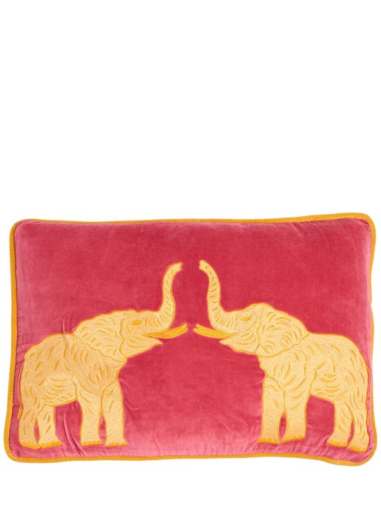 Les Ottomans: Embroidered velvet cushion - Fuchsia - ecraft_0 | Luisa Via Roma