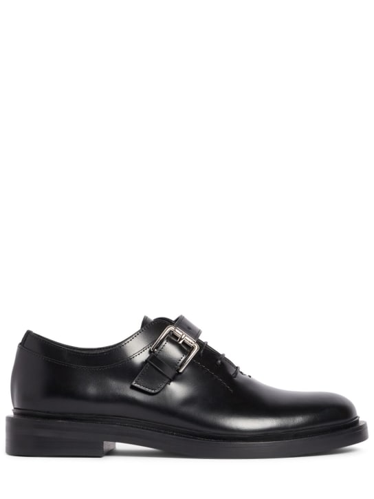 Max Mara: 20mm Leather lace-up shoes - Black - women_0 | Luisa Via Roma