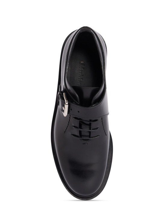 Max Mara: 20mm Leather lace-up shoes - Black - women_4 | Luisa Via Roma