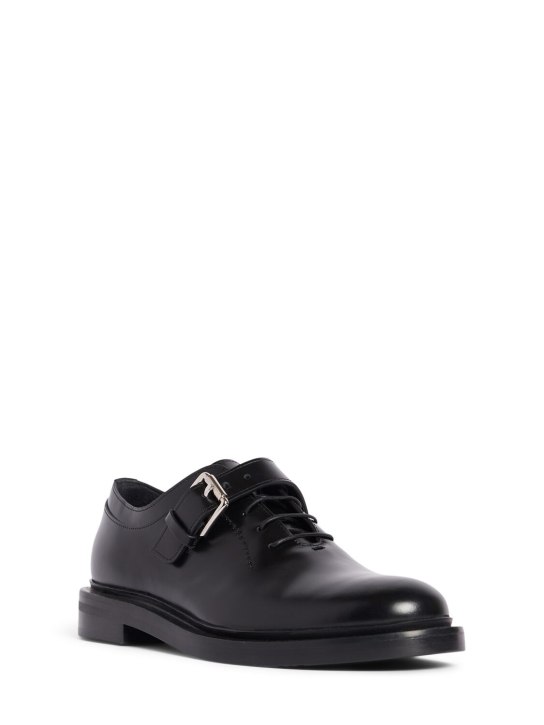 Max Mara: 20mm Leather lace-up shoes - Black - women_1 | Luisa Via Roma