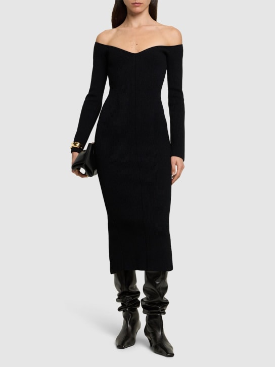 Khaite: Pia stretch viscose midi dress - Black - women_1 | Luisa Via Roma