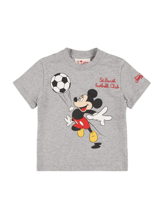 Mc2 Saint Barth: Mickey Mouse コットンジャージーTシャツ - グレー/マルチカラー - kids-boys_0 | Luisa Via Roma
