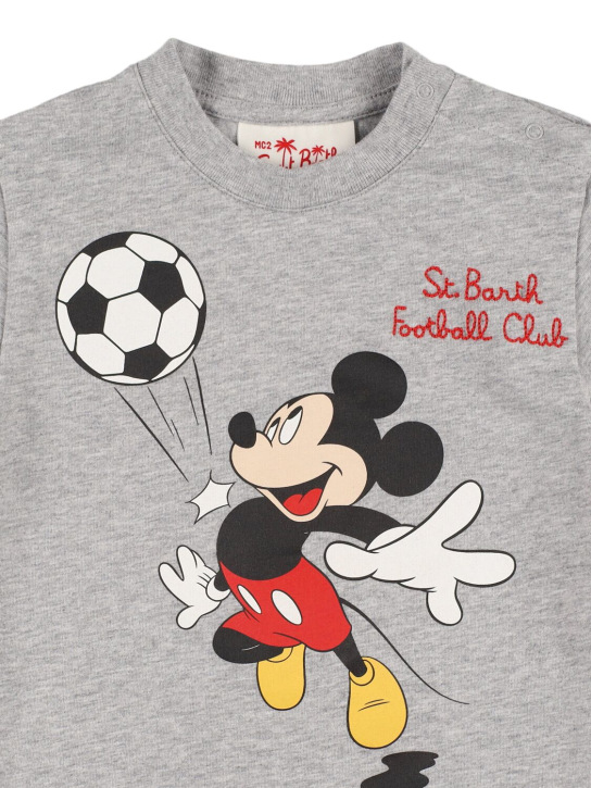 Mc2 Saint Barth: Mickey Mouse print cotton jersey t-shirt - Grey/Multi - kids-boys_1 | Luisa Via Roma