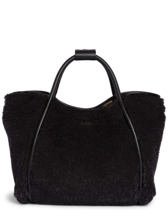 Max Mara: Small TMarin2 teddy top handle bag - Grey - women_0 | Luisa Via Roma
