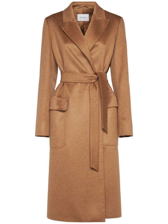 Max Mara: Nyssa belted cashmere long coat - Camel - women_0 | Luisa Via Roma