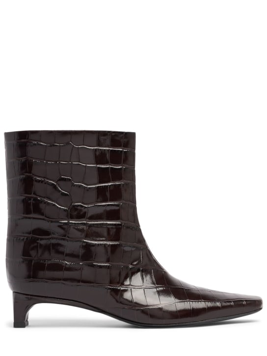 Loulou Studio: 30mm Carla embossed leather ankle boots - Kahverengi - women_0 | Luisa Via Roma