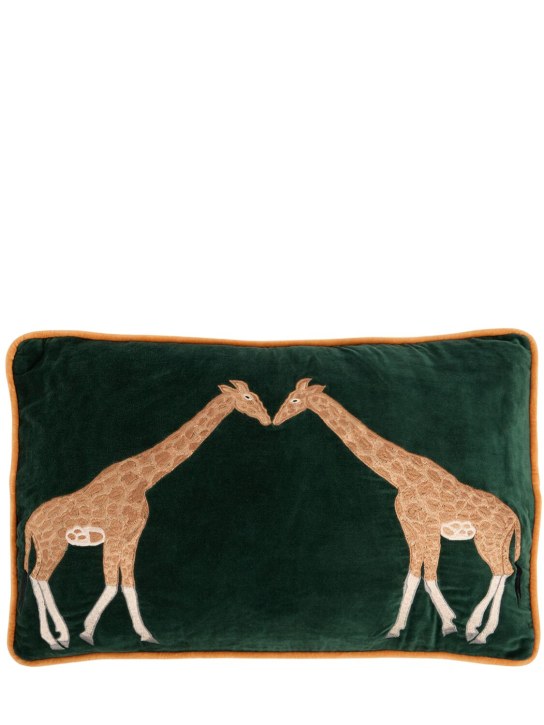 Les Ottomans: Embroidered velvet cushion - Verde - ecraft_0 | Luisa Via Roma