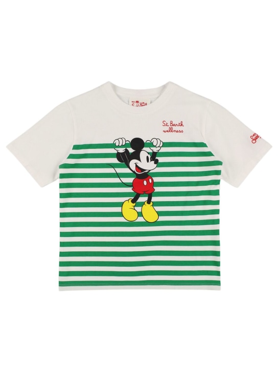Mc2 Saint Barth: Mickey Mouse print cotton jersey t-shirt - Beyaz - kids-boys_0 | Luisa Via Roma